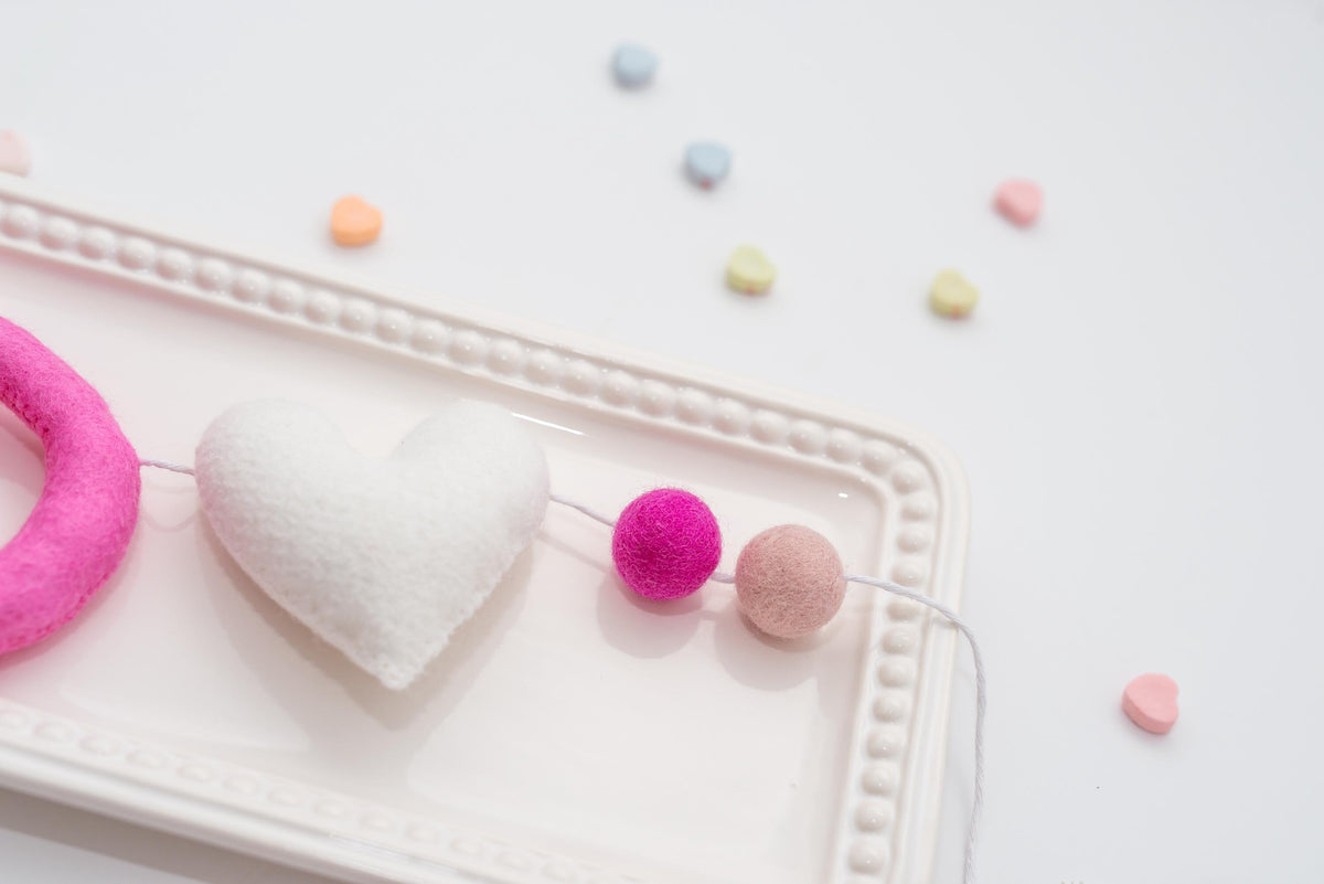 Pink XOXO Felt Letters Valentine Garland : Nursery Bookshelf Decor