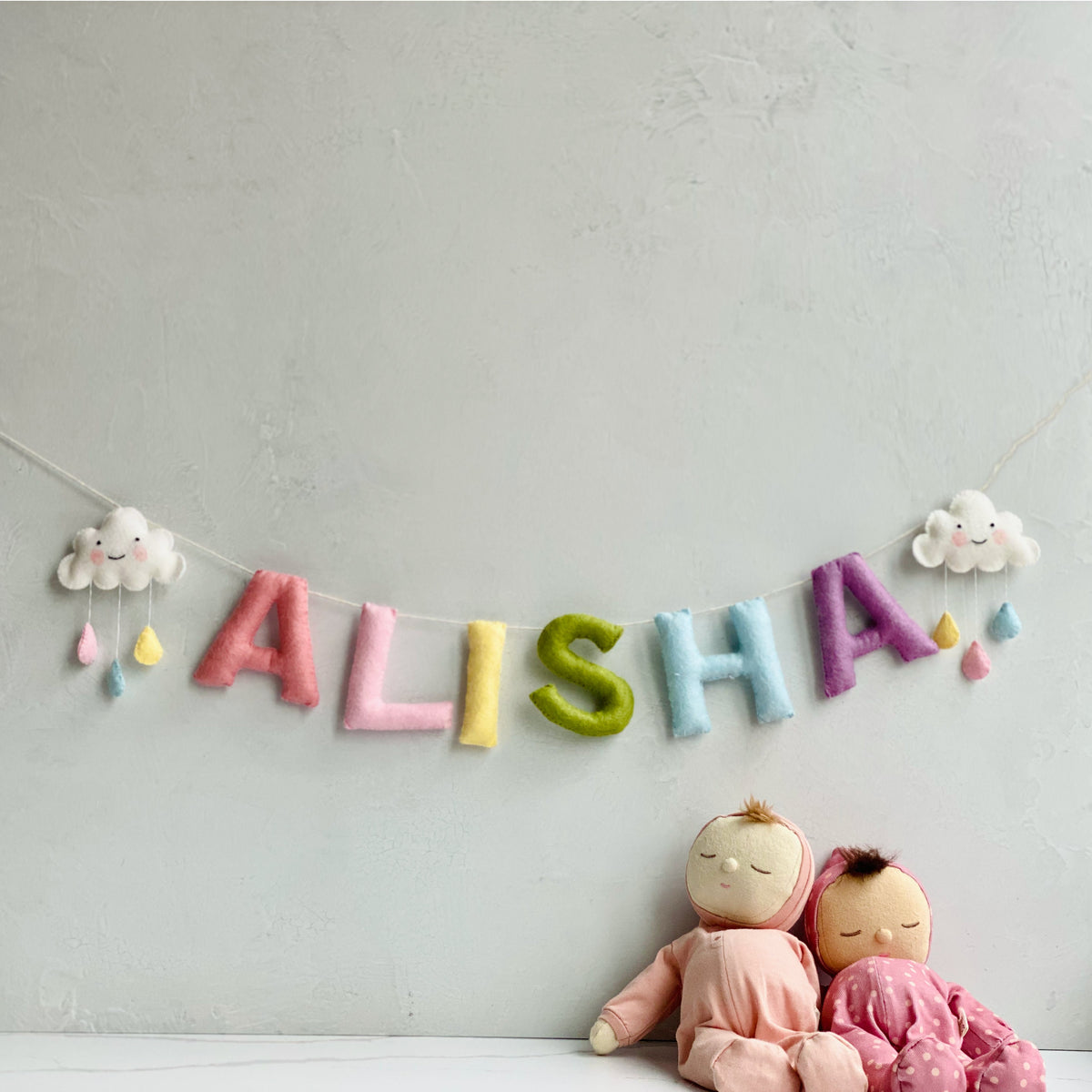 Baby Name Banner, Felt Name Banner, Nursery Wall Art, Baby Shower Gift, Newborn Baby Girl Gift