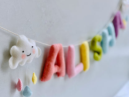 Baby Name Banner, Felt Name Banner, Nursery Wall Art, Baby Shower Gift, Newborn Baby Girl Gift