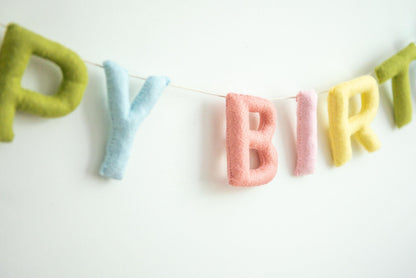 Personalized Pastel Rainbow Felt Happy Birthday Banner, 1st Birthday Decor