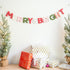 Merry and Bright Sign. Felt Christmas Banner featuring words "Merry & Bright". Christmas Mantle Garland.