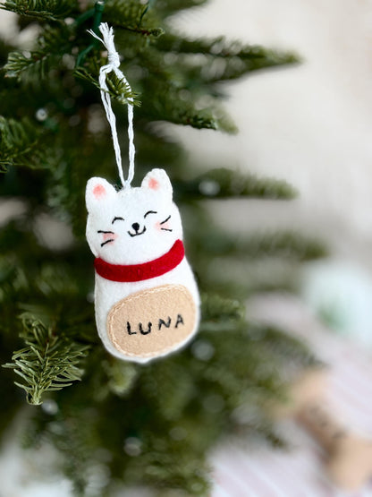 Custom Cat Ornament, Personalized Cat Memorial Ornament, Felt Christmas Tree Decorations, Pet Loss Gifts, Cat Mom Gifts