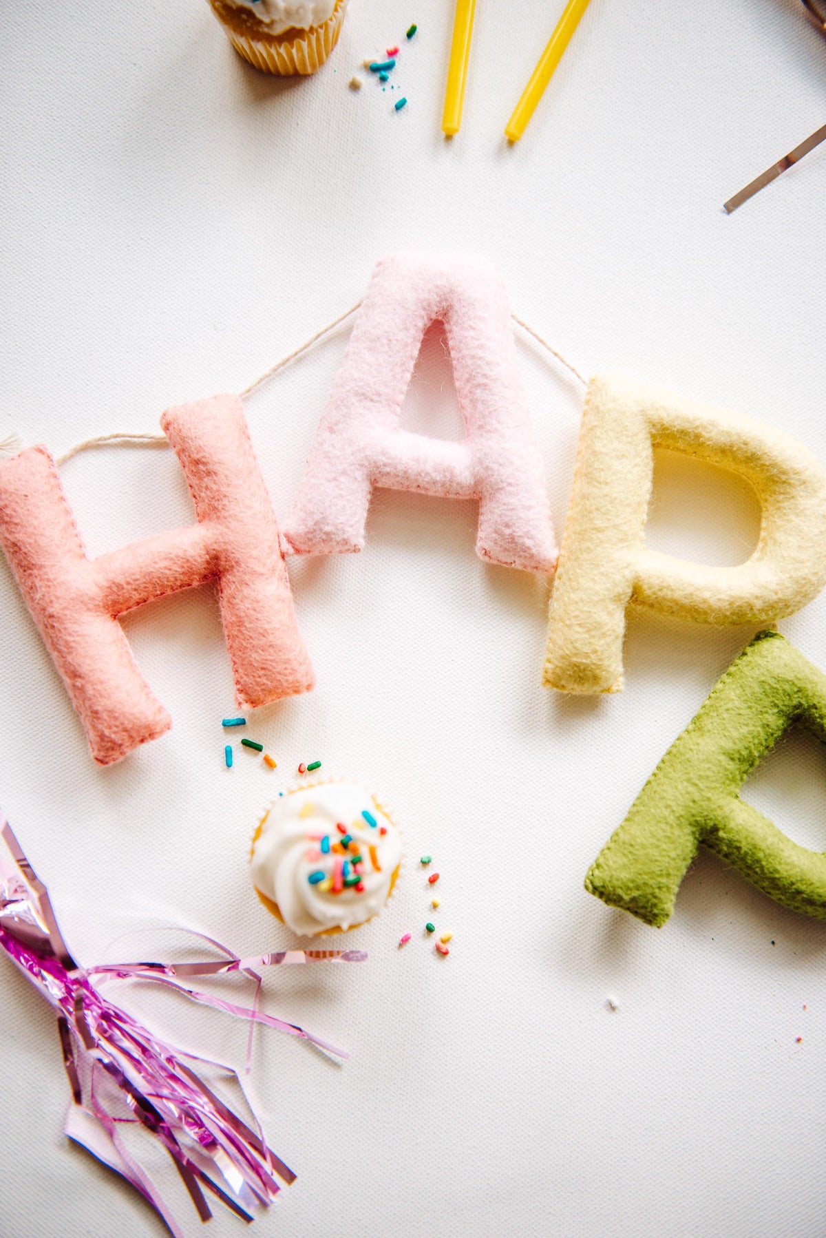 Personalized Pastel Rainbow Felt Happy Birthday Banner, 1st Birthday Decor