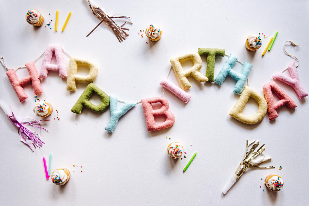 Personalized Pastel Rainbow Felt Happy Birthday Banner, 1st Birthday Decor