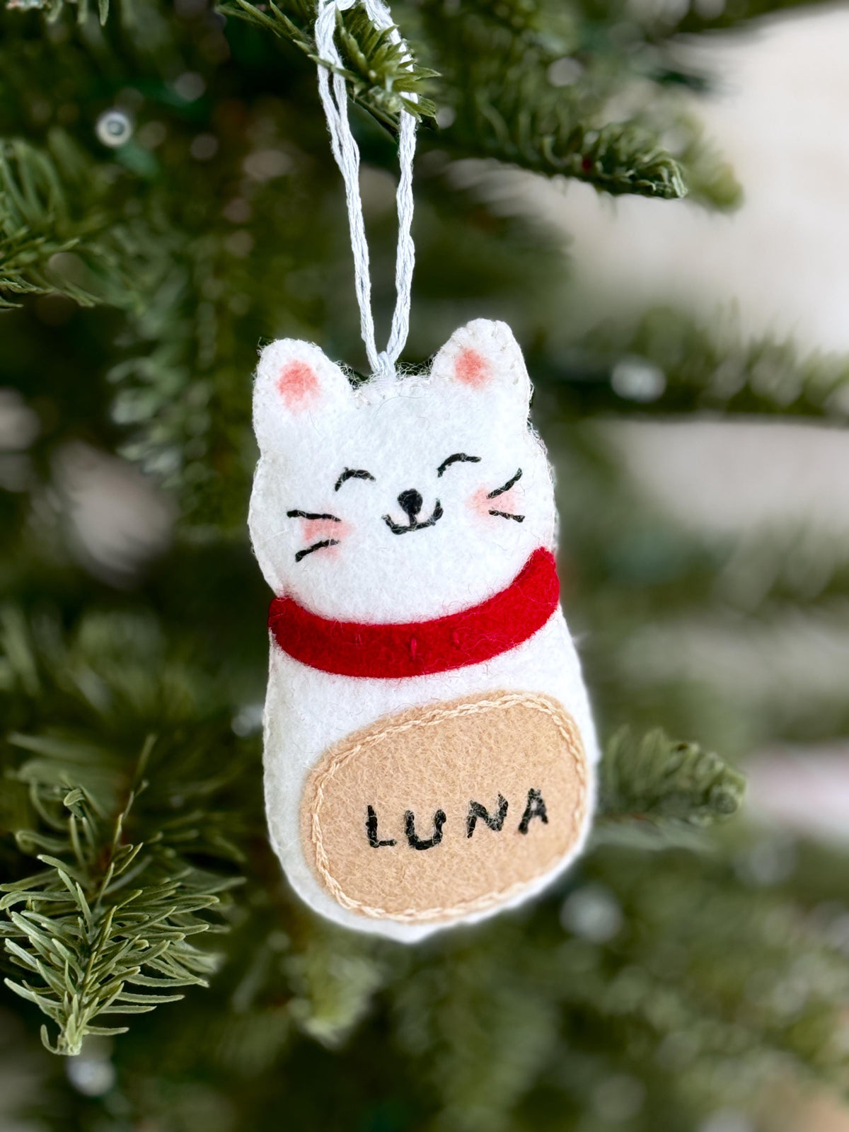 Custom Cat Ornament, Handmade Felt Ornaments, Personalized Stocking Tags, Cat Mom Gifts
