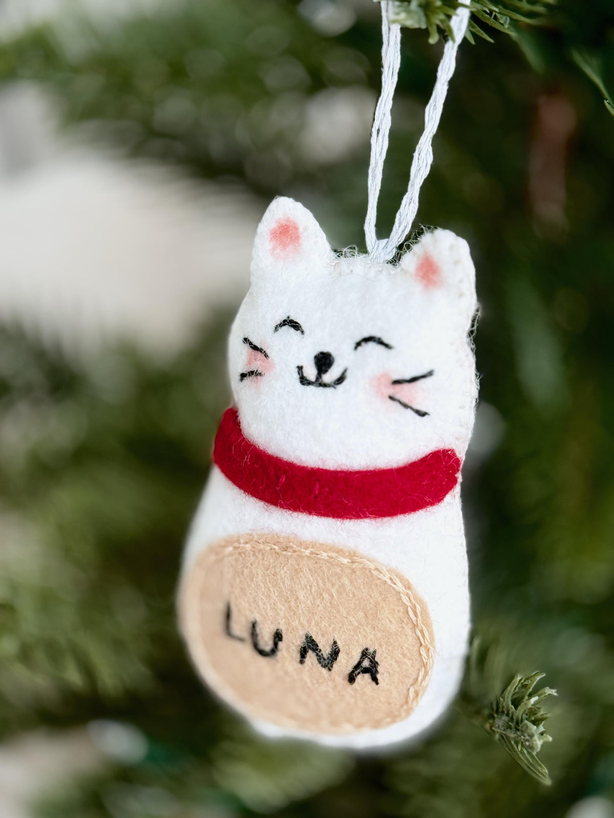 Custom Cat Ornament, Handmade Felt Ornaments, Personalized Stocking Tags, Cat Mom Gifts