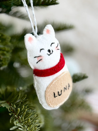 Custom Cat Ornament, Personalized Cat Memorial Ornament, Felt Christmas Tree Decorations, Pet Loss Gifts, Cat Mom Gifts