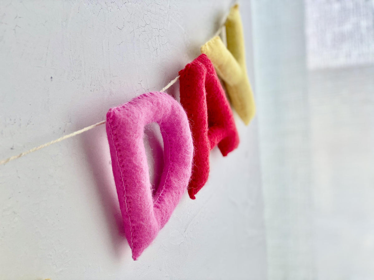 Playroom Sign, Rainbow Felt Garland, Playroom Wall Decor, Play All Day Sign