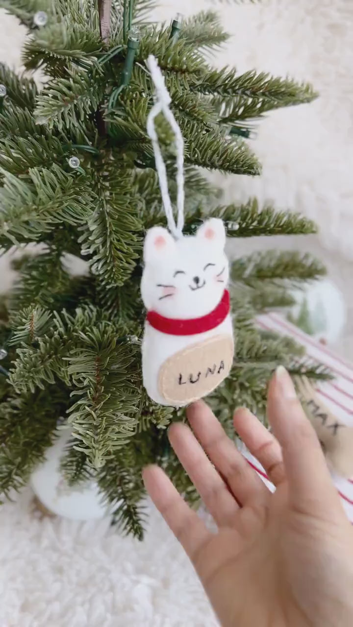 Custom Cat Ornament, Personalized Cat Memorial Ornament, Felt Christmas Tree Decorations, Pet Loss Gifts, Cat Mom Gifts
